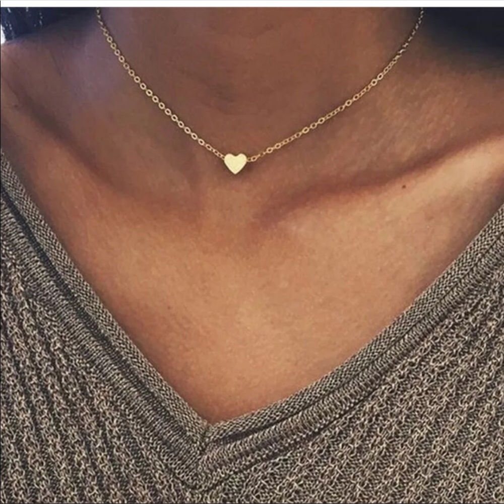 Tiny heart necklace choker dainty